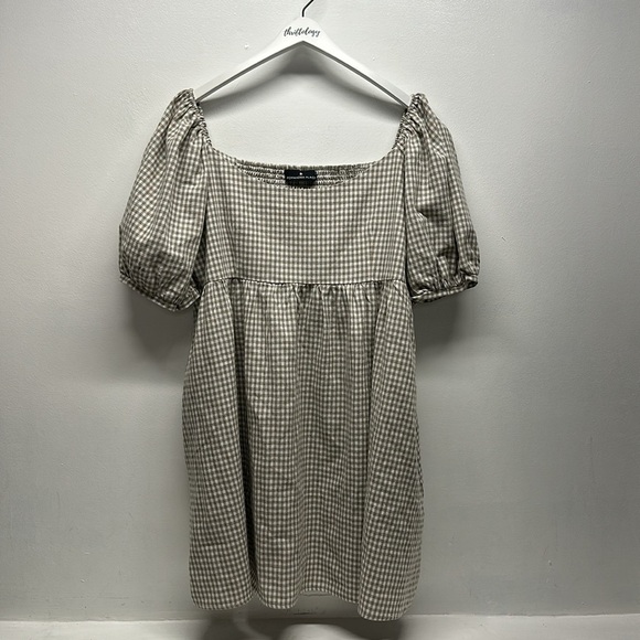 Tuckernuck Abigail Dress Mini Beachwood Gingham Plaid Tan Pomander Place XXXL - Picture 4 of 10